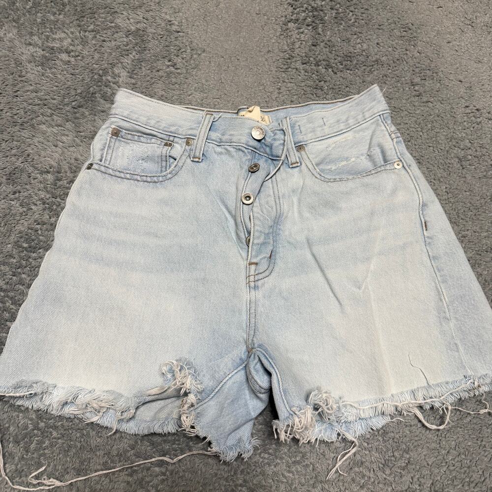 Madewell Jean Shorts Womens 25 Mom Denim Blue Jorts Button Fly High Rise